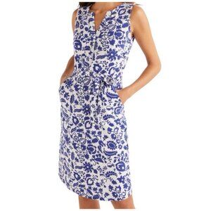 Boden Vanessa Blue Tropical Retreat Sleeveless Jersey Spring Dress Size 10 L